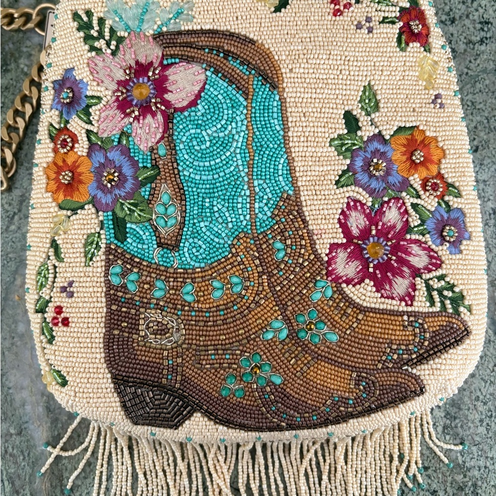 Embroidered Floral Beaded Bag